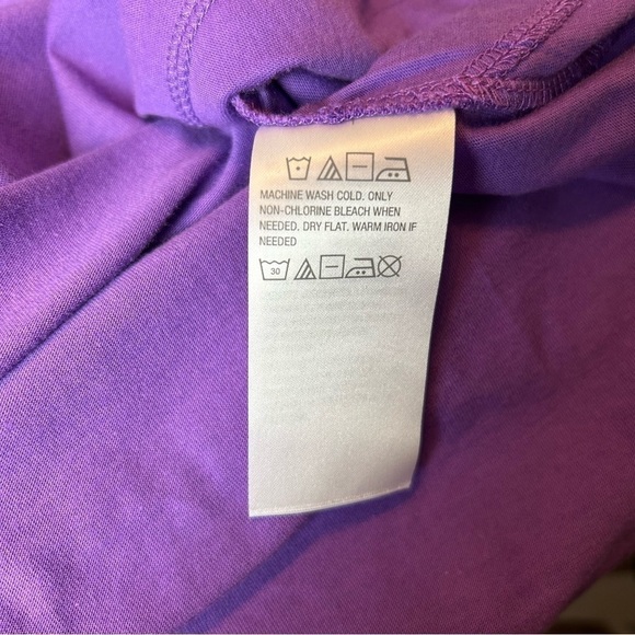 LOGO by Lori Goldstein Purple Short Sleeve High Low Lace Accent Top Sz.XS - Picture 14 of 16